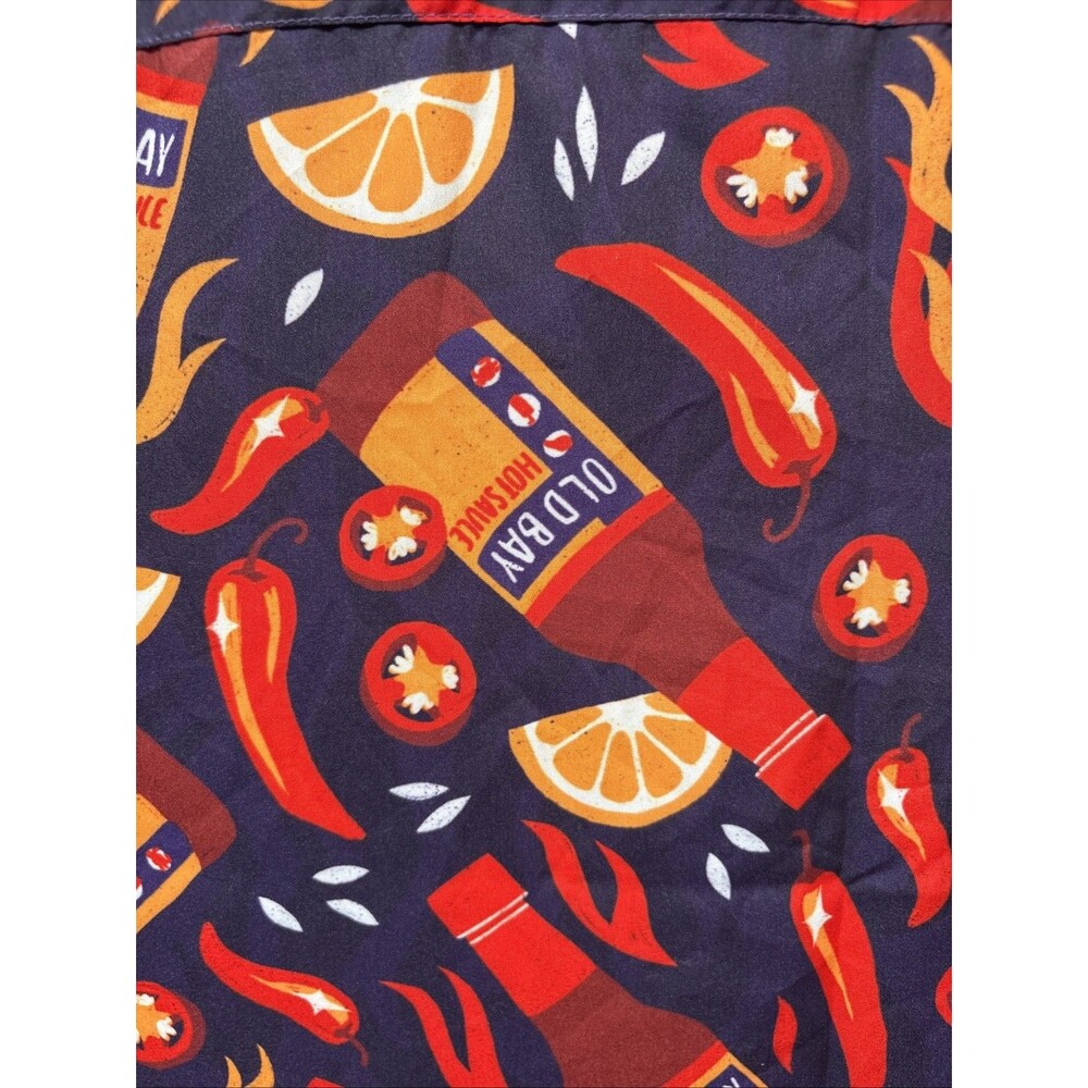 Old Bay Hot Sauce Shirt Route One Apparel  Mens XL Short Sleeve Button Up RARE